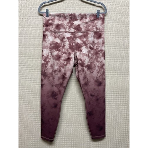 NWOT Athleta Elation Printed 7/8 Tight YogaGym Leggings Women Size L Pink/Maroon - Picture 1 of 11